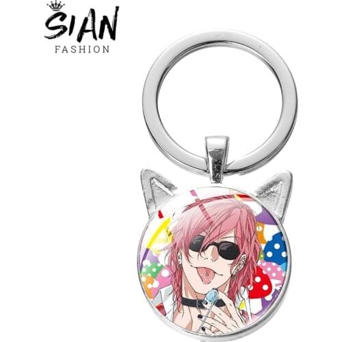 SIAN Yarichin Club Cosplay Anime Keychains For Men Metal Key Chain Ring Fashion Keyring Glass Trendy Accessories Jewelry Gifts