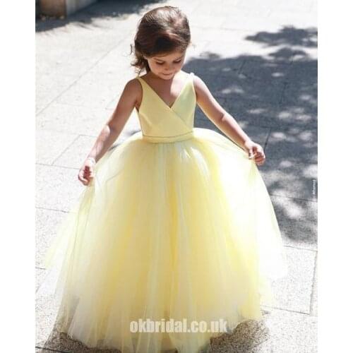 SuperKimJo Cheap Yellow Flower Girl Dresses for Weddings 2021 Cute Tulle Baby Girl Dress Robe De Princesse Fille