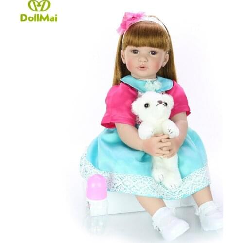 Reborn toddler toys 24" 60cm silicone reborn baby doll vinyl princess girl bebe reborn bonecas child gift dolls