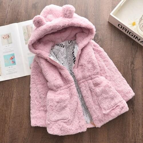 Baby Girls Winter Clothes Bear Eras Jacket Kids Hooded Coats Korean Toddler Children Windproof Wool Blends Thicken Clothing 2-7Y