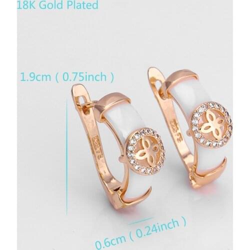 Fashion Jewelry White And Ceramic Stud 18 K fine SOLID gold GF Earring For Women Of Party New design Copper Accessories AAA CZ