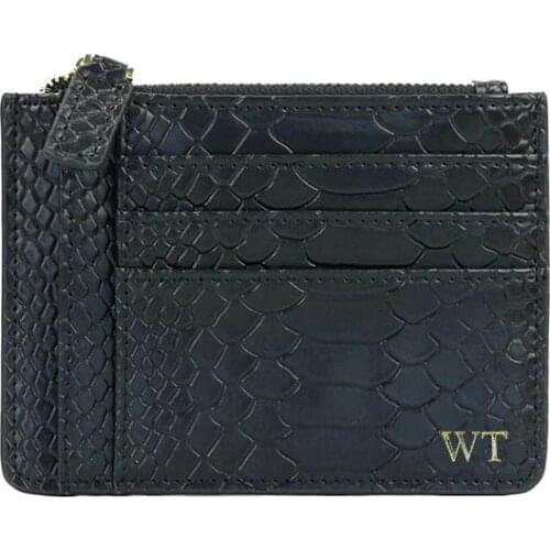 Customized letters men snake skin python pattern leather coin purse zip wallet pouch women credit zipper card holder