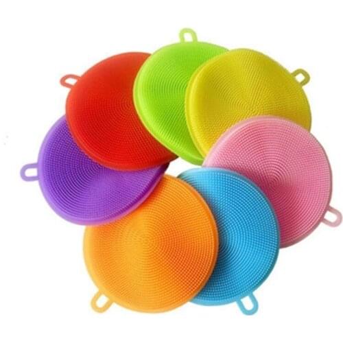 Insulation Decontamination Tool Silicone Kitchen Accessories Dishwashing Brush Multifunctional Fruit Vegetable Round Dish Cloth