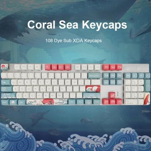 Keycaps For FILCO Mechanical Gaming Keyboard Coral Sea Keycaps Gift XDA PBT Sublimation 61/87/104 Keys Cherry Mx/gateron Switch
