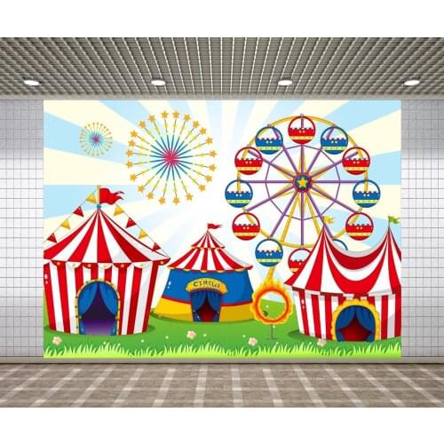 Lyavshi Circus Tent Birthday Party Photo Background Carnival Backdrop Decor Amusement Park for Photobooth Photography Backdrops