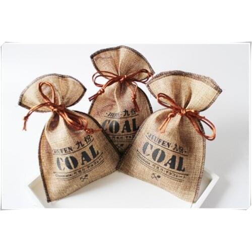 Chocolate burlap packaging bags Wedding Party Christmas Gift Bags pouches jute bags Free shipping