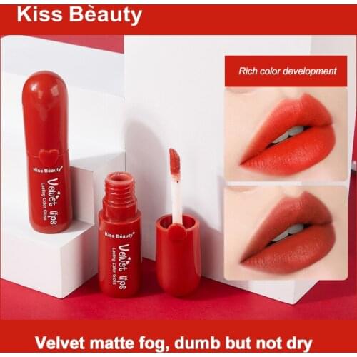 Mini Capsule Velvet Matte Lip Glaze Long Lasting Waterproof Non-marking Lip Glaze Red Tube Liquid Lipstick Cosmetics TSLM1