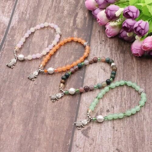 Trendy Bracelet for Women Natural Indian Agates Picture Amethysts Jades Stone Bracelets Lucky Bangle Wristband Jewelry Gift B376