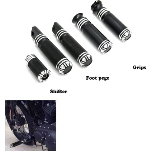 Motorcycle CNC Aluminum Cut Foot Rest Pedal Shifter Footpeg hand grips For Harley Sportster 883 1200 Touring Dyna & Softail