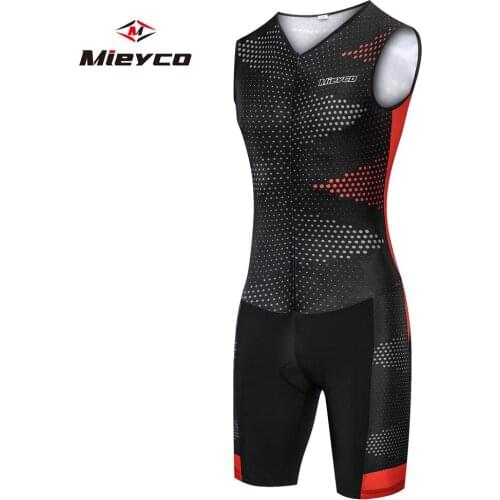 Men Triathlon Cycling Jersey Sponge Pad Cycling Skinsuit Summer Quick-dry Sleeveless Running Swimming Cycling Clothing Suit