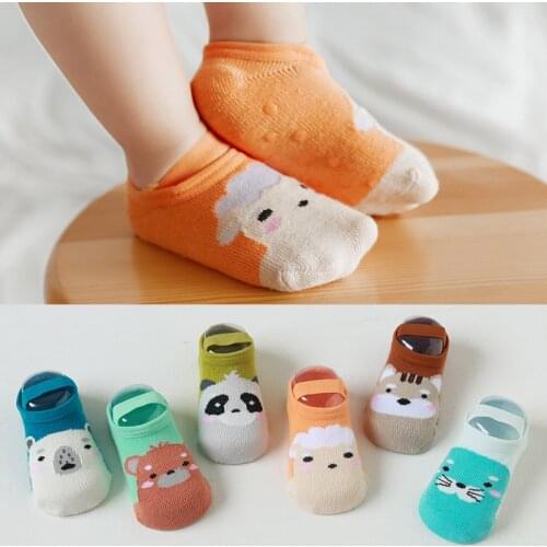 1 Pair Fashion Baby Girls Boys Cute Cartoon Non-slip Cotton Toddler Floor Socks Animal Pattern First Walker Shoes for Newborns