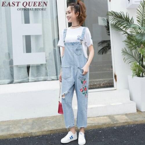 New arrivals 2018 rompers womens jumpsuit embriodery denim jumpsuit casual ankle length women jumpsuit jeans AA2841 YQ