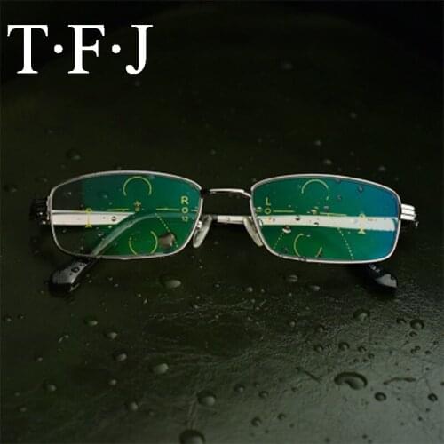 Double Light Reading Glasses Men Women Multifocal Glasses Intelligent Progressive Presbyopia Glasses Metal Frame Anti-Radiation