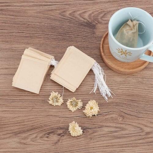 Disposable Tea Bag Filter Paper Bags Heat Seal Teabags Tea Strainer Infuser Wood Drawstring for Herb Loose Coffee Pouches Tools