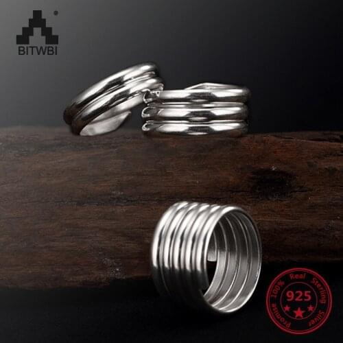 Hot Sale 925 Sterling Silver Retro Concise Muti-layer Unique Open Ring for Women Finger Rings Designs