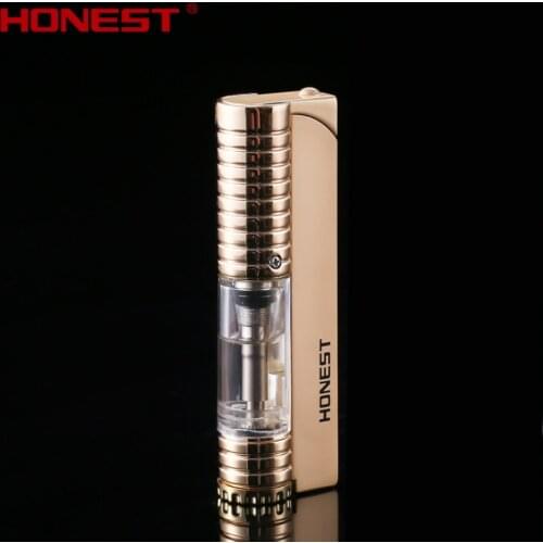 Genuine Honest Personalized cigarette lighter ultra-thin creative gas inflatable windproof lighter Mens Exquisite gifts box