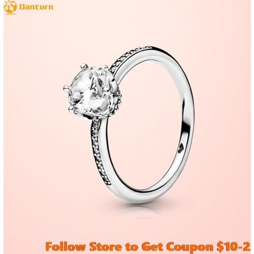 925 Sterling Silver Women Rings Clear Sparkling Crown Ring for Women Jewelry