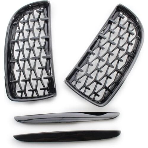 Pair of Front Grille Diamond Meteor Style Fit For BMW 3 Series E90 Sedan Wagon 2005-2008