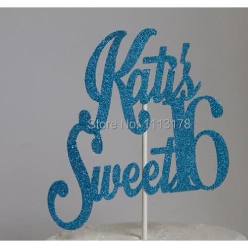 Personalized Glitter Sweet 16 Birthday Cake Topper glitter Cake Topper Design name age birthday Cake Toppers