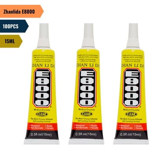 100PCS Zhanlida E8000 15ML Clear Contact Phone Frame Repair Adhesive Multipurpose DIY Ceramic Glue With Precision Applicator Tip