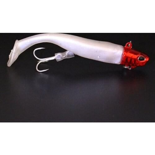 Wokotip black minnow jig head fishing lure 22g/10cm Inter-change-able soft body vib soft pike lure bass 1Head and 2 bodies/Set