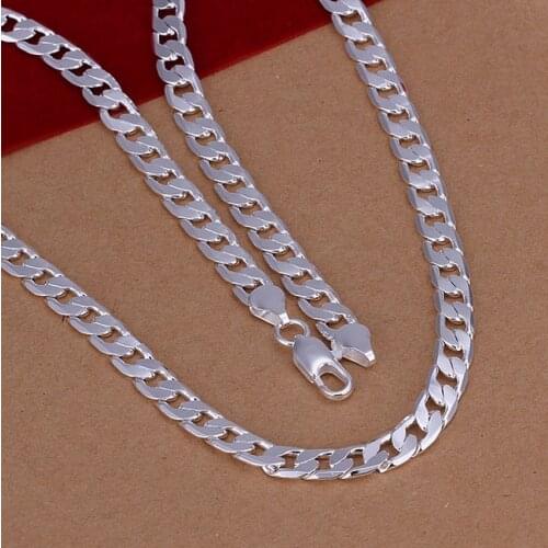 Silver color exquisite noble luxury gorgeous charm fashion 6MM men solid wedding chain women Necklace Silver jewelry N047