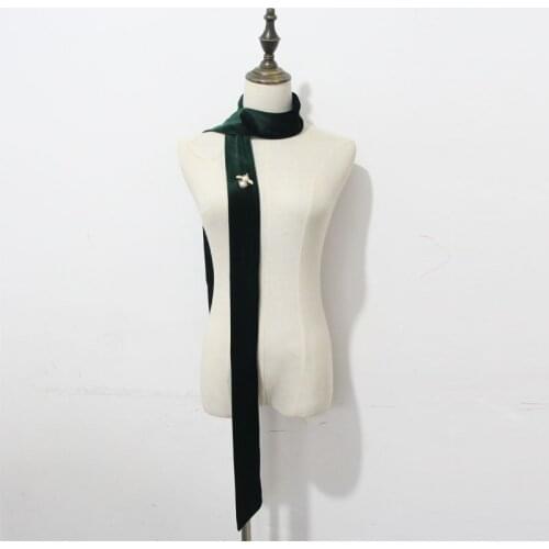 Fashion Top Quality Snap Lengthen Pure Velvet Narrow Ribbon Silk Scarves For Ladies Neckerchief Decoration Tie Scarf Neck Cover