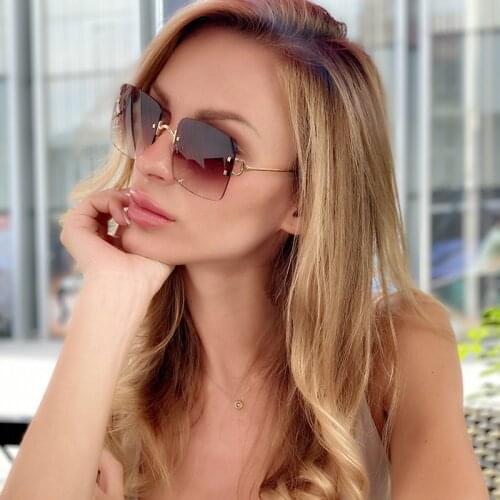 DENISA Rimless Sqaure Sunglasses Womens Sunglasses Brand Designer 2020 New Fashion Frameless Glasses UV Shades For Women G50220