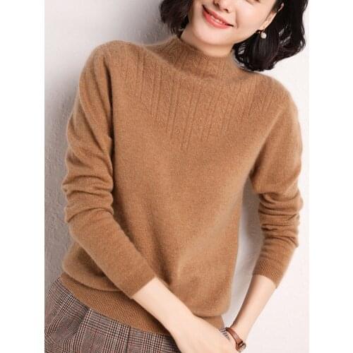 Sweater Womens Pullover Turtleneck 2021 Fashion Cashmere Sweater Loose Long Sleeve Winter Sweater Knitting Clothing LXJ2023