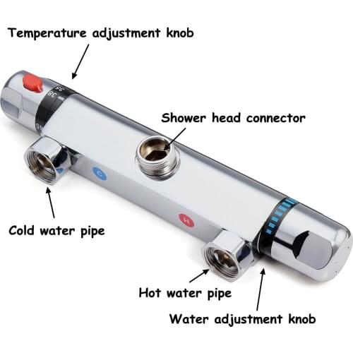 NEW Bathroom Brass Chrome Thermostatic Shower Faucet Mixer Value Dual Handle Bathtub Shower Faucet Cold /Hot Wall Mounted