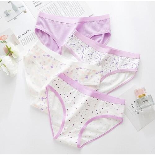 Womans Panties Cotton Sexy Fashion Cute solid Girls Briefs for Women Breathable Female Plus size Underwear Mid Waist Lingeries
