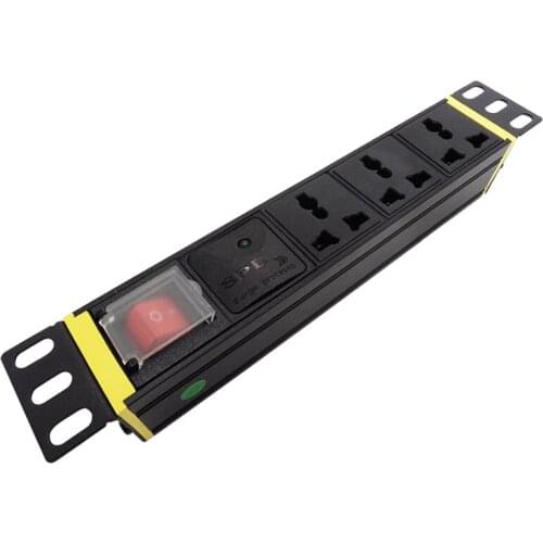 2AC PDU Power Strip Aluminum alloy Cabinet Double Break Switch AC OUTLET Universal Socket