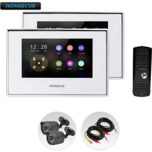HOMSECUR 4 Wire Video&Audio Smart Doorbell with 1.3MP CCTV Camera for Apartment BC011HD-B+BM718HD-W