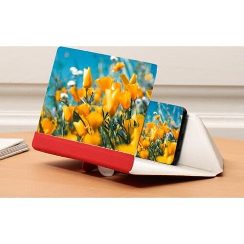 3D Mobile Phone Screen Magnifier HD Large Screen Magnifier Movie Video Amplifier Projection Leather Bracket Mobile Tablet Holder