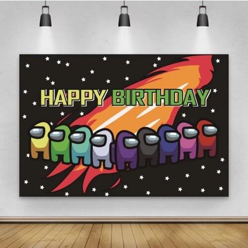 Hot Game Among Us Photography Backgrounds Vinyl Cloth Photo Shootings Backdrops for Baby Birthday Party Photo Studio Wall Banner