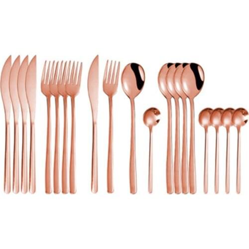 High-end Cutlery Tableware Knife Fork and Spoon 20pcs Gold Tableware Cutlery Dinner Set Covered Golden Stainless Steel