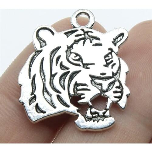 WYSIWYG 4pcs Charms Roaring Tiger Head 27x24mm Handmade Pendant Making Fit DIY For Bracelet Necklace