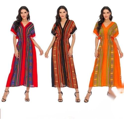 Spring Summer Womens Indian Dress Tassel Bohemian Long Skirt Holiday Plus Size Tunic Women Summer Beach Dress Beach Skirt