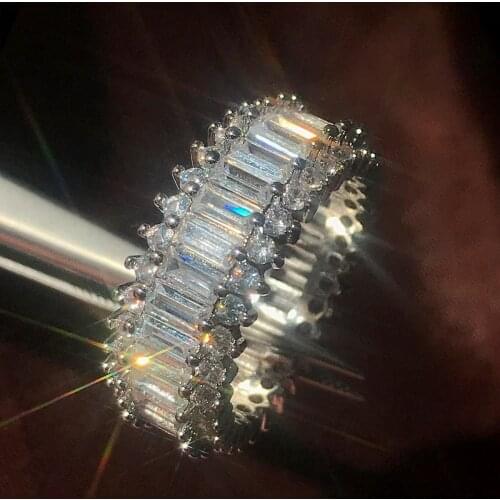 Luxury Female Sparkling Big AAA Zircon Stone Ring Vintage Silver Color Wedding Rings For Women Jewelry Gifts anillos