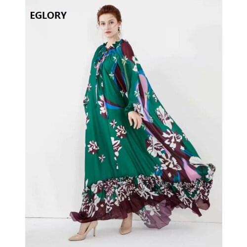 Plus Size Clothing 2020 Spring Style Women Elegant Floral Print Long Sleeve Casual Loose Floor Length Dress Oversize 3xl 4xl 5xl