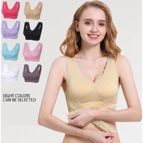 0365 Front cross side buckle lace side no steel ring large size sports bra super gather adjustable yoga vest underwear