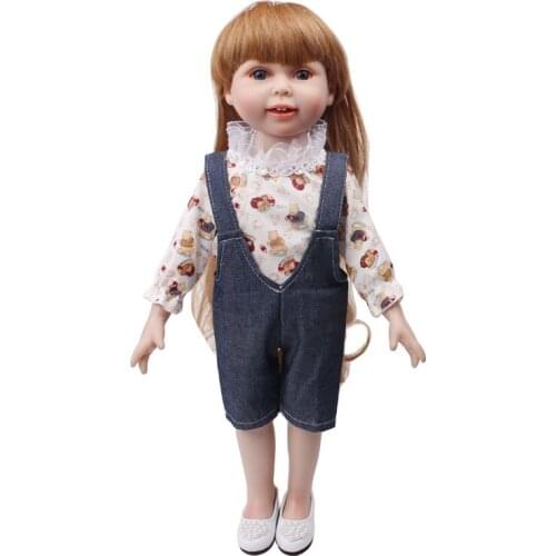 18 inch Girls doll clothes American newborn Fashionable trouser suit Baby toys Homewear fit 43 cm baby dolls c687