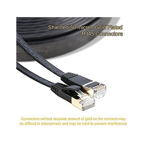 2m 6ft Cat7 Ethernet Flat Patch Network Cable, Shielded (STP) with Snagless Rj45 Connectors