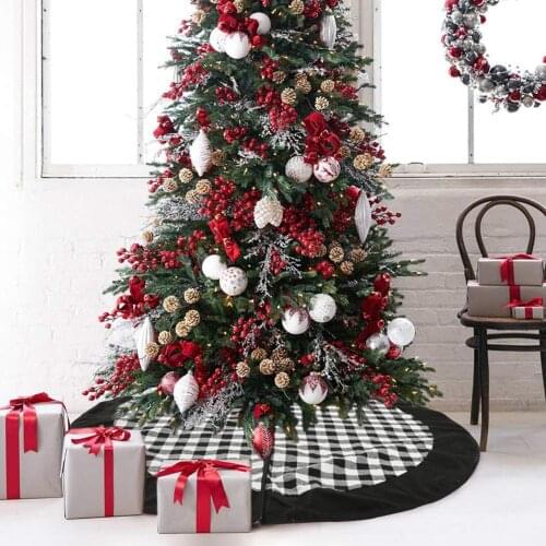 47 Inch Round Plaid Soft Floor Mat Carpet Check Tree Xmas Holiday Party Decorations Christmas Tree Skirt Apron Decoration