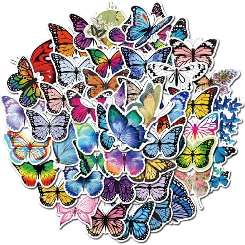 10/50Pcs Butterfly Stickers For Laptop Phone Luggage Scrapbooking Craft Diary Album Label Decorative Stationery Sticker Decals