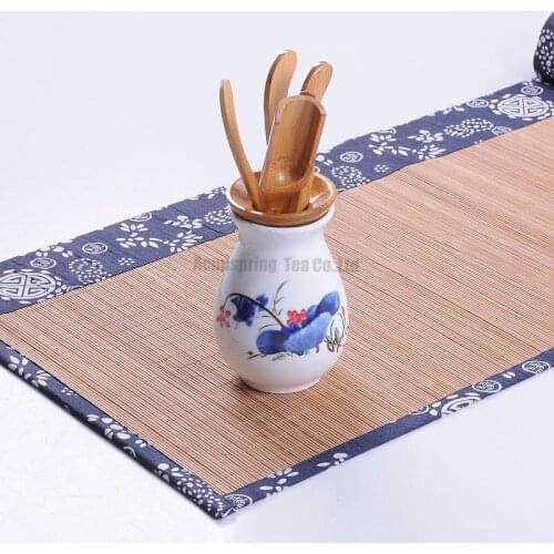 6pc Tea Tools,Porcelain Caddy+Bamboo Tea Strainer/Clamp/Spoon/Tea Stick/Needle,Puer/pu'erh/Oolong/black/White/Green Tea ceremony