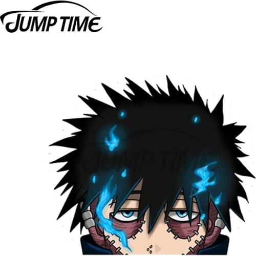 Jump Time 13 x 8.2cm For Dabi Peeker Anime Car Stickers Windows Personality Decal Car Styling Surfboard Camper Decoration