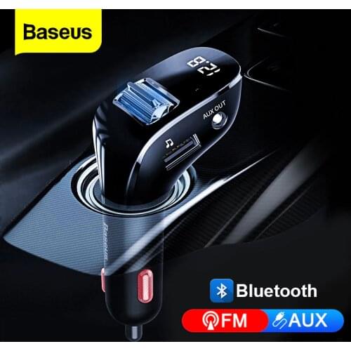 Baseus USB Car Charger For Phone FM Transmitter Bluetooth 5.0 Handsfree Audio MP3 Player Aux Bluetooth Adapter Fast Charging