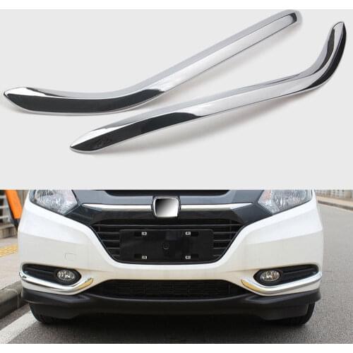 BBQ@FUKA 2pcs Chrome Car Front Fog Lamp Fog Light Cover Trim Fit For Honda HR-V HRV 2014-2018 Car Exterior Accessories Styling