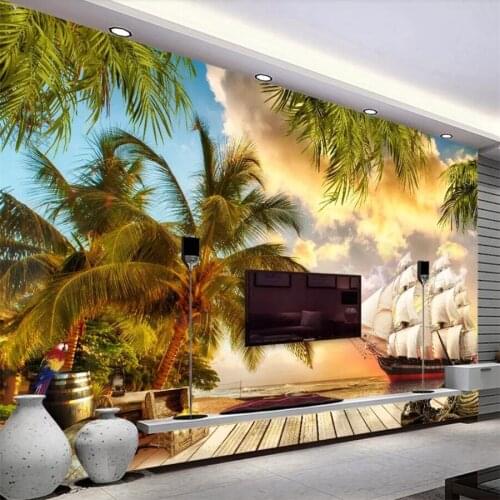 Beibehang Custom wallpaper 3d smooth sailing European style water production background wall scenery Papel de parede wallpaper